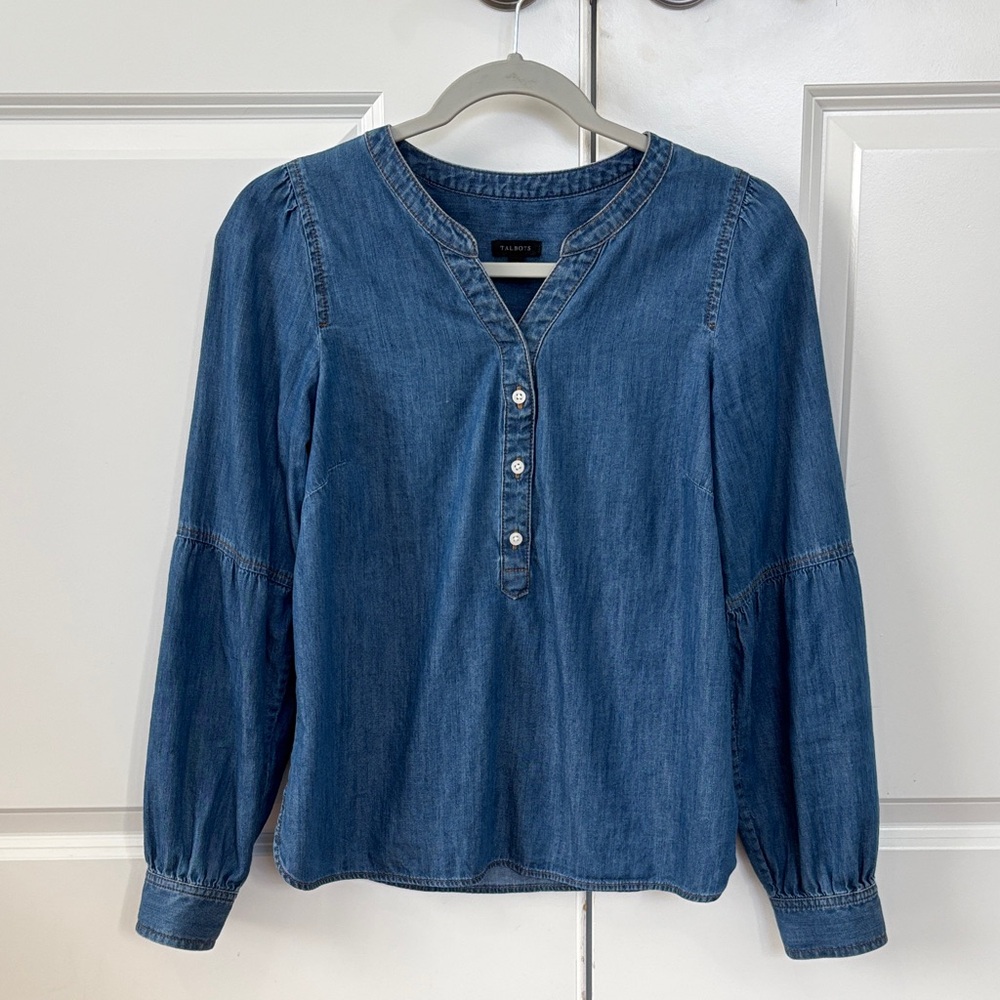 Talbots Classic Blue Denim Button-Up Top
